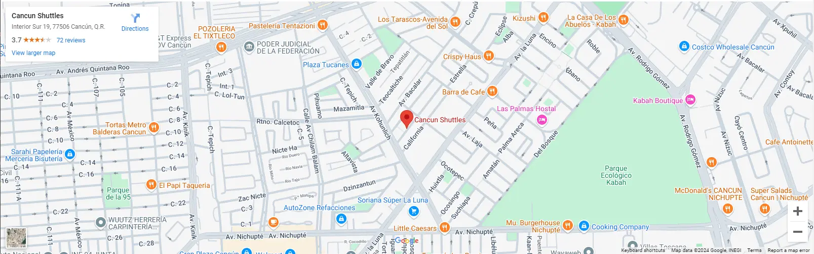 Playa del Carmen Shuttle Location Map